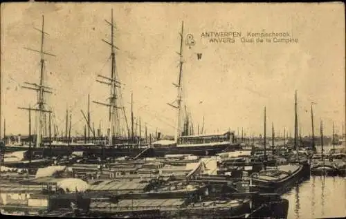 Ak Anvers Antwerpen Flandern, Kempischedok, Hafen, Schiffe