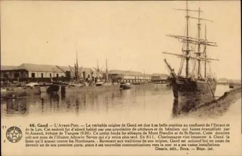 Ak Gand Gent Ostflandern, Hafen mit Schiffen