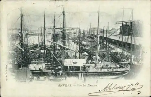 Ak Anvers Antwerpen Flandern, Hafen mit Schiffen