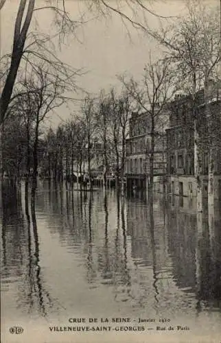 Ak Villeneuve Saint Georges Val de Marne, Rue de Paris