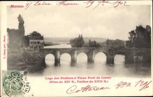 Ak Mantes-Yvelines, Loge der Träger, Pont de Limay