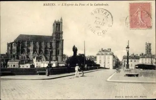 Ak Mantes-Yvelines, Brücke, Kathedrale