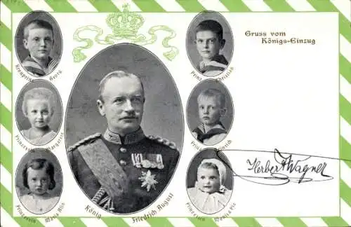 Ak König Friedrich August III. von Sachsen, Kinder, Kronprinz Georg, Prinz Christian, Prinzessin