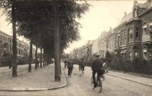 Ak Breda Nordbrabant Niederlande, Baronielaan, Radfahrer