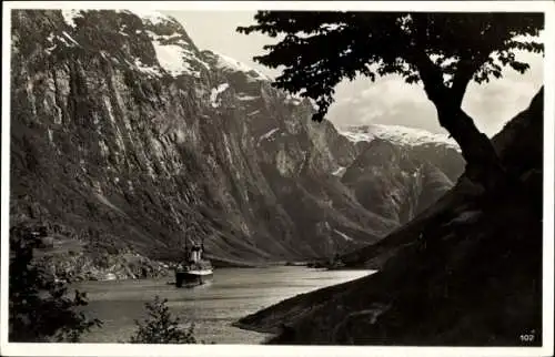 Ak Gudvangen Norwegen, Nærøfjord, Dampfer