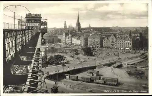 Ak Stockholm Schweden, Blick vom Aufzug auf die Stadt