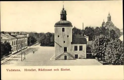 Ak Vadstena Schweden, Hotel, Rathaus, Schloss