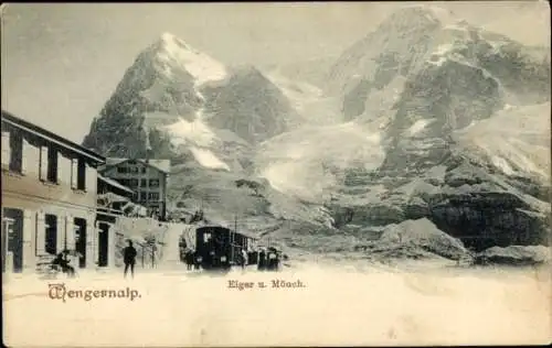 Ak Wengernalp Kanton Bern Schweiz, Bahnhof, Eiger, Mönch