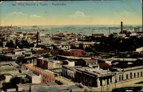 Ak Montevideo Uruguay, Vista general, puerto