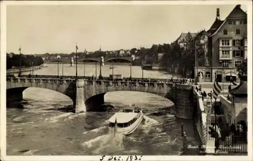 Ak Basel Stadt Schweiz, Mittlere Rheinbrücke