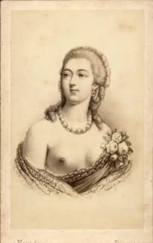 CdV Madame Dubarry, Marie-Jeanne Bécu, Gräfin von Barry, Mätresse von Louis XV., Portrait, Busen