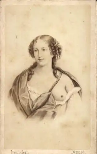 CdV Antoinette Deshoulières, Dichterin, Philosophin, Portrait, Busen