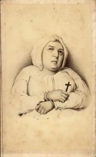 CdV Marquise Marie-Madeleine de Brinvilliers, Giftmörderin, Portrait kurz vor ihrer Hinrichtung