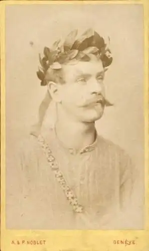 CdV Portrait, Mann mit Lorbeerkranz