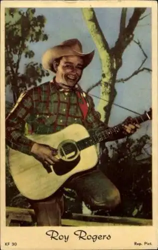 Ak Schauspieler und Sänger Roy Rogers, Portrait, Gitarre