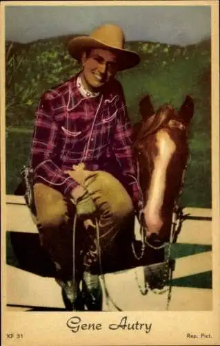 Ak Schauspieler Gene Autry, Portrait, Cowboy, Pferd