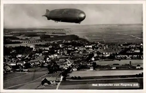 Ak Bad Wörishofen im Unterallgäu, Bad Wörishofen vom Flugzeug aus, Zeppelin über Bad Wörishofen