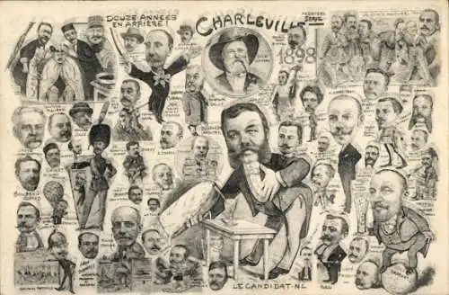 Ak Charleville Mézières Ardennes,Der Kandidat, Fotomontage, Politiker, Portraits 1898