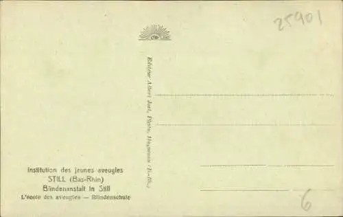 Ak Still Elsass Bas Rhin, Institution des jeunes aveugles, Blindenschule, Kinder lernen