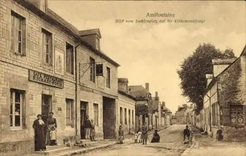 Ak Amifontaine Aisne, Blick vom Sachsenplatz auf die Lindemannstraße, Café Richard Potin