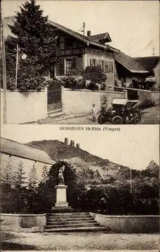 Ak Husseren Hüsseren Wesserling Elsass Haut Rhin, Gasthof, Denkmal