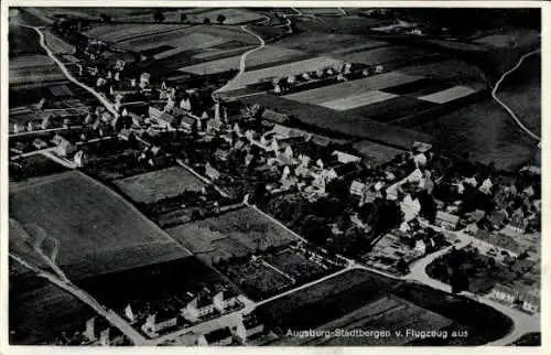 Ak Stadtbergen bei Augsburg in Schwaben, Fliegeraufnahme