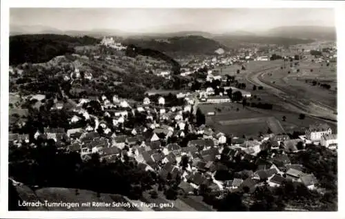 Ak Tumringen Lörrach in Baden, Fliegeraufnahme, mit Röttler Schloß