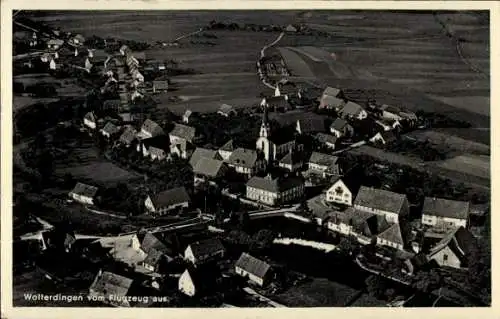 Ak Wolterdingen in Baden Donaueschingen Schwarzwald, Fliegeraufnahme