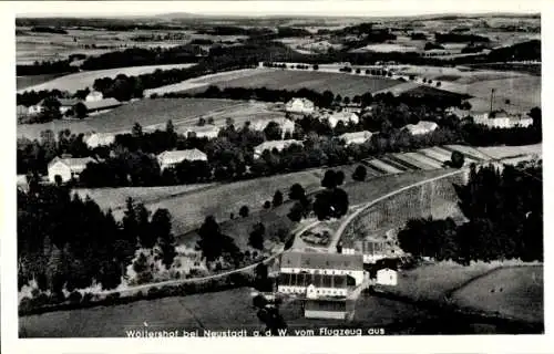 Ak Neustadt an der Waldnaab, Schwarz-weiß Luftbild von Wollershof bei Neustadt an der Waldnaab