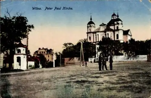 Ak Vilnius Wilna Litauen, Die Peter Paul Kirche, Platz