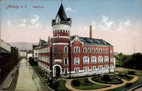 Ak Ústí nad Labem Aussig an der Elbe, Stadtbad