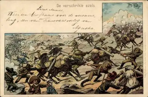 Künstler Litho Thiele, Arthur, Die erschrockenen Esel, Burenkrieg