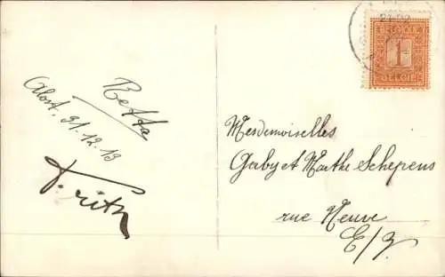 Ak Glückwunsch Neujahr, Kinder mit einem Schneemann