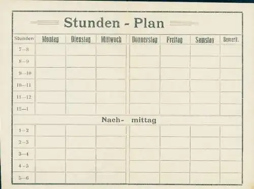 Klapp Stundenplan einer Schule