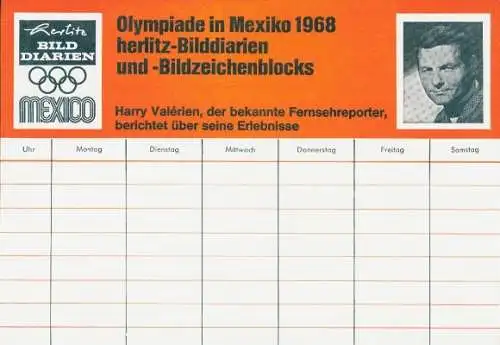 Stundenplan, Olympiade in Mexiko 1968, Harry Valérien, Reklame Herlitz