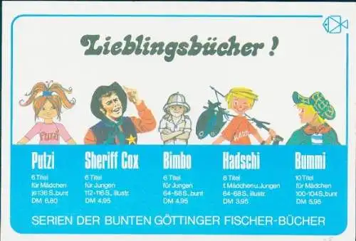 Stundenplan 1976/77, Reklame, Bunte Göttinger Fischer-Bücher, Lieblingsbücher, Putzi, Sheriff Cox