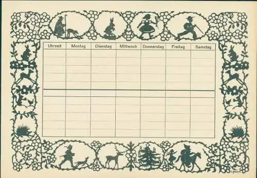 Stundenplan Hirte, Schaf, Hase, Mädchen, Hirsch, Igel