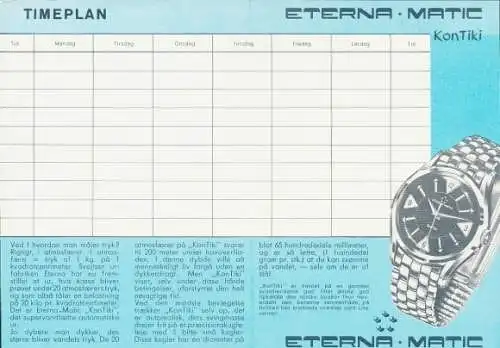 Stundenplan, Schweizer Uhrenfabrik Eterna, Eterna Matic, Ole Ranch, Kontiki