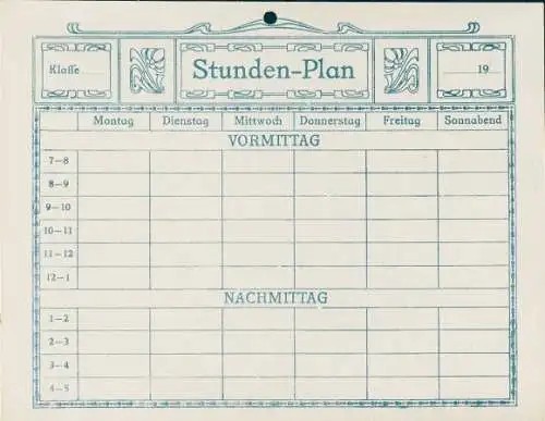 Stundenplan, Vormittag, Nachmittag