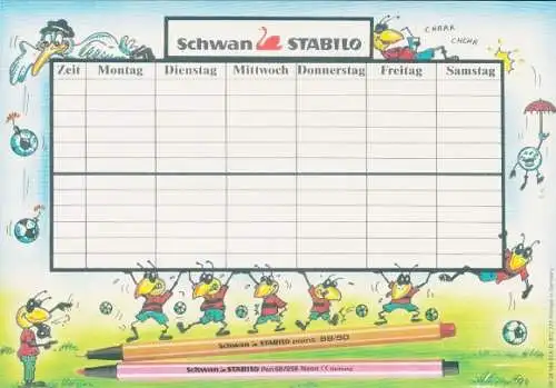 Stundenplan, Reklame Schwan Stabilo, Vögel