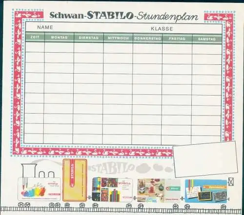 Stundenplan, Reklame Schwan-STABILO