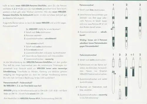Stundenplan, Reklame Kreuzer, Patronen-Schulfüller