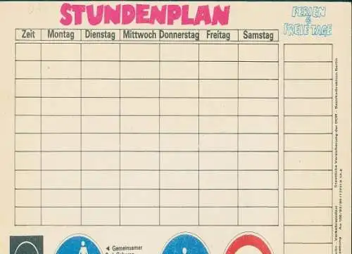 Stundenplan, Verkehrserziehung Radfahren, Verkehrszeichen