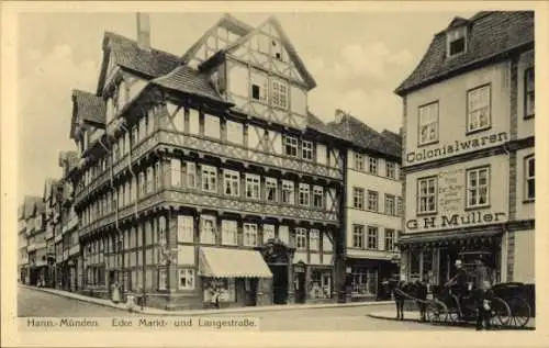 Ak Hann. Münden in Niedersachsen, Marktstraße, Langestraße, Geschäft G. H. Müller