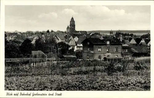 Ak Grebenstein in Nordhessen, Bahnhof Gleisseite, Panorama