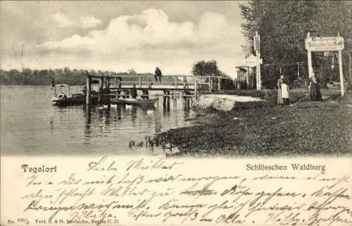 Ak Berlin Reinickendorf Konradshöhe Tegelort, Restaurant Schlösschen Waldburg, Steg