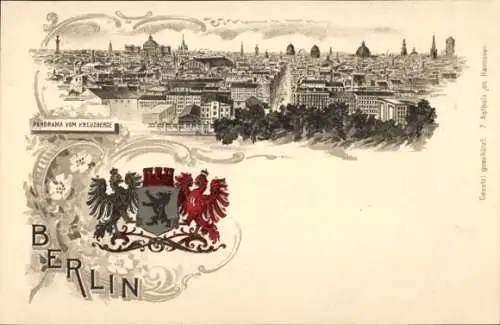 Wappen Litho Berlin Kreuzberg, Panorama vom Kreuzberge aus