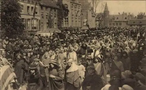 Ak Bruges Brügge Flandern Westflandern, Procession du St. Sang, Jesus zegent de kleine kinderen