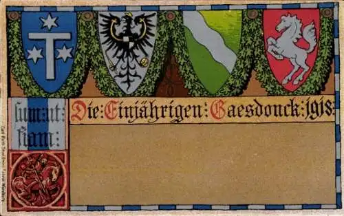 Studentika Ak Gaesdonck Goch am Niederrhein Die Einjährigen, 1918