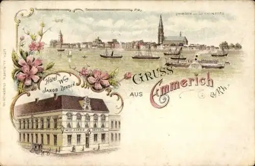 Litho Emmerich am Niederrhein, Gesamtansicht, Hotel